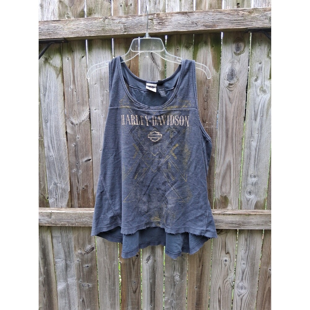 116 Harley Davidson Distressed Tank Top Women's 2XL Gray Bar & Shield Graphic